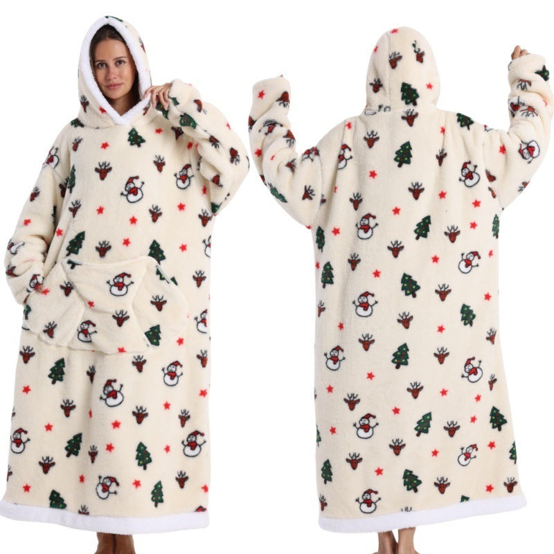 Oversized Warm Blanket Hoodie – Thickened Winter Wearable Blanket for Men & Women