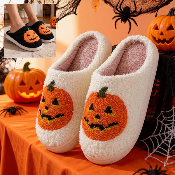 Halloween Pumpkin Cartoon Slippers – Cozy Indoor Winter Shoes | ROHBA
