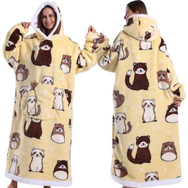 Oversized Warm Blanket Hoodie – Thickened Winter Wearable Blanket for Men & Women