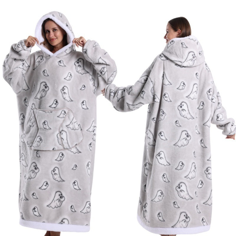 Oversized Warm Blanket Hoodie – Thickened Winter Wearable Blanket for Men & Women