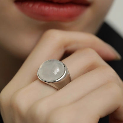 Lychee Jelly Round Ring Female Light Luxury High Sense