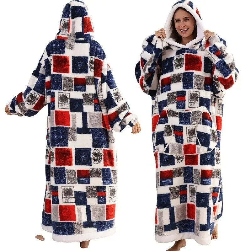 Oversized Warm Blanket Hoodie – Thickened Winter Wearable Blanket for Men & Women