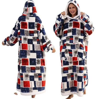 Oversized Warm Blanket Hoodie – Thickened Winter Wearable Blanket for Men & Women