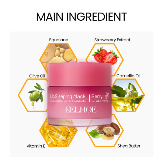EELHOE Lip Sleeping Mask Moisturizing Hydrating Gentle Exfoliating Dead Skin Plumping Full Smooth Lip Mask